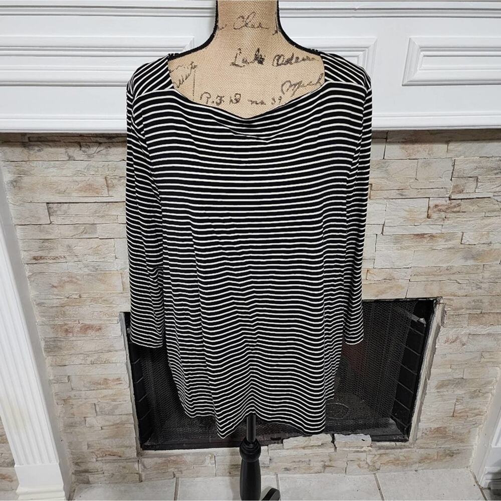 Talbots black and white striped boat neck 3/4 sleeve super soft shirt plus sz 3X
